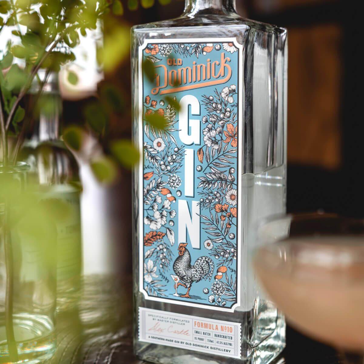 Formula Number 10 Gin bottle surrounded by plants